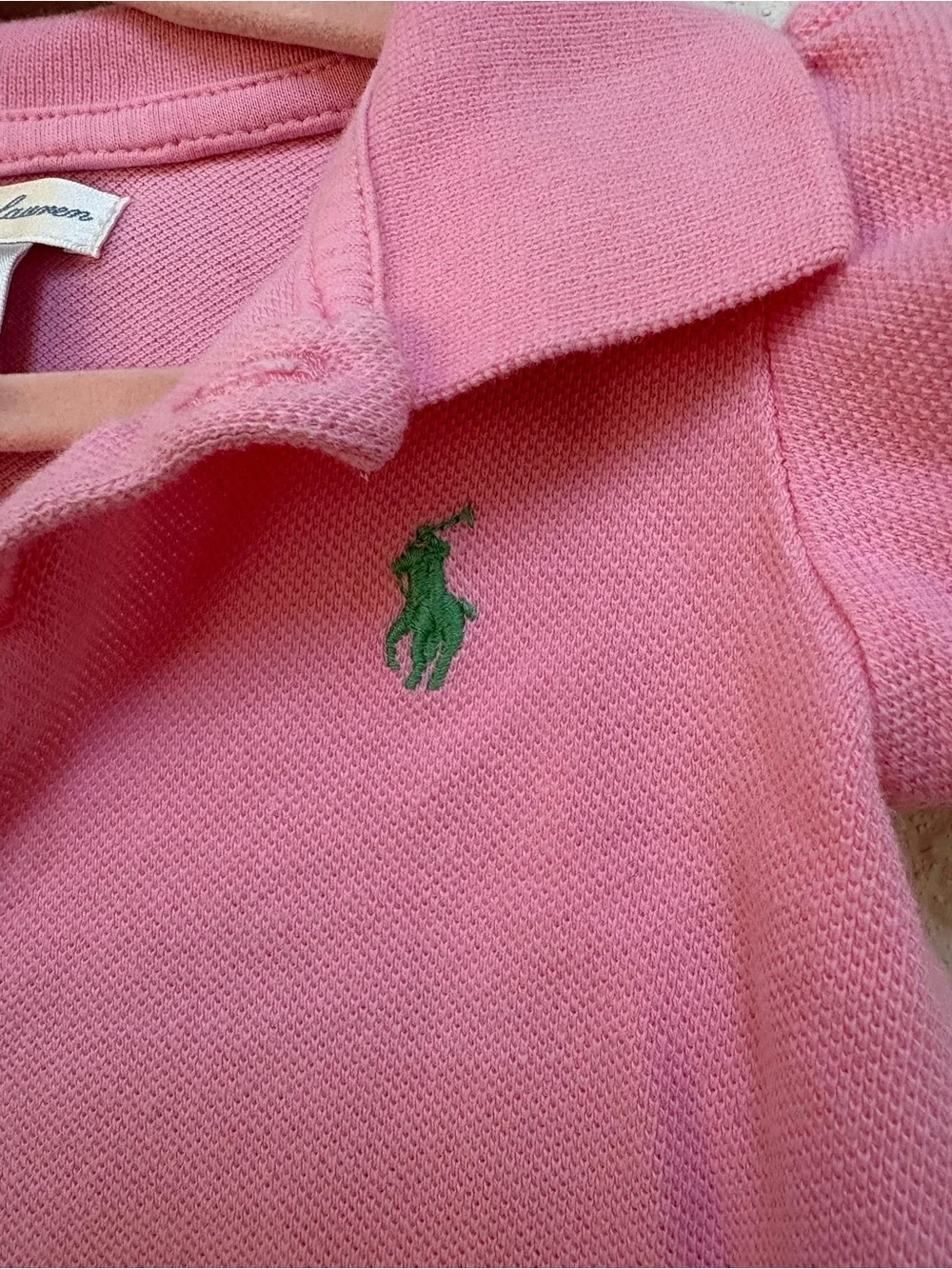 Ralph Lauren Pink Polo Dress with Ruffle Trim Baby Girls 9 Months